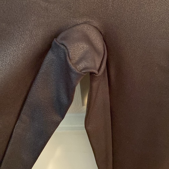 Women With Control Regular Tummy Control Faux Leather Leggings Navy S New - Picture 5 of 12